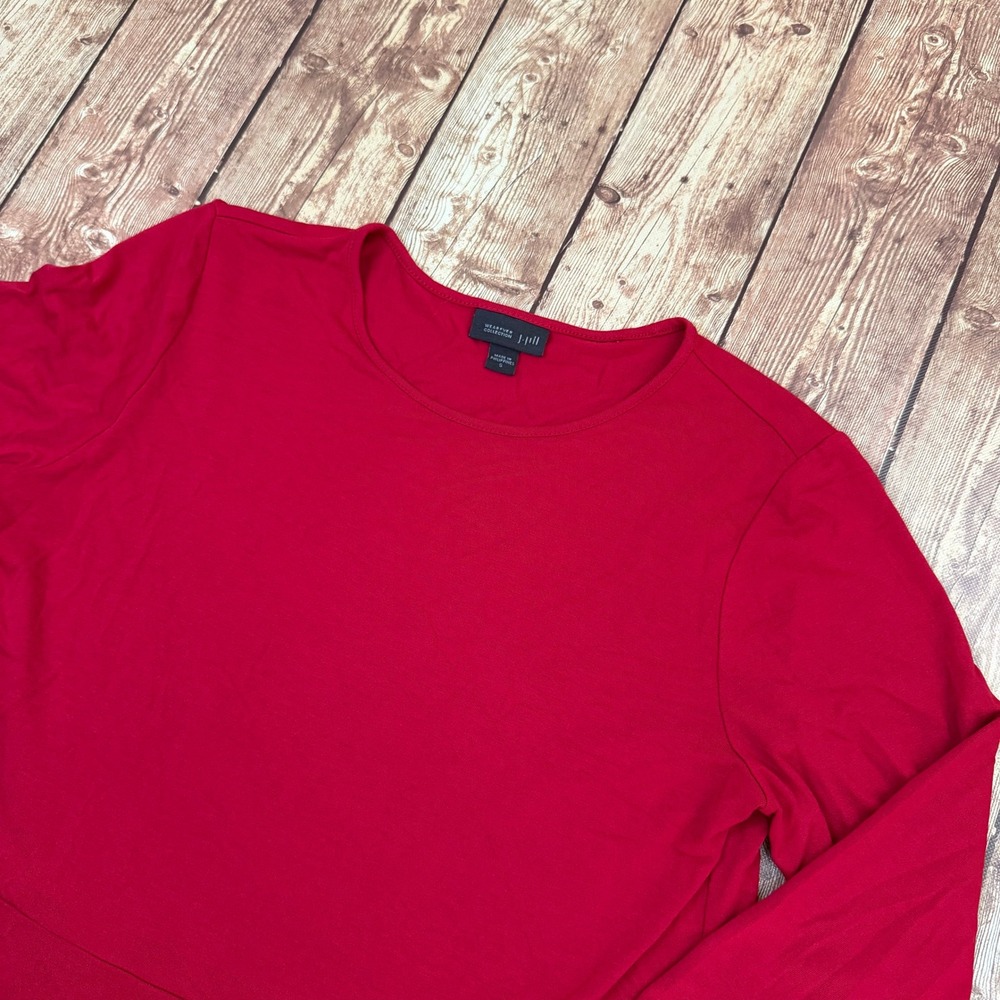 J.Jill Wearever Collection Top Womens Small Red Tiered Peplum Long Sleeve